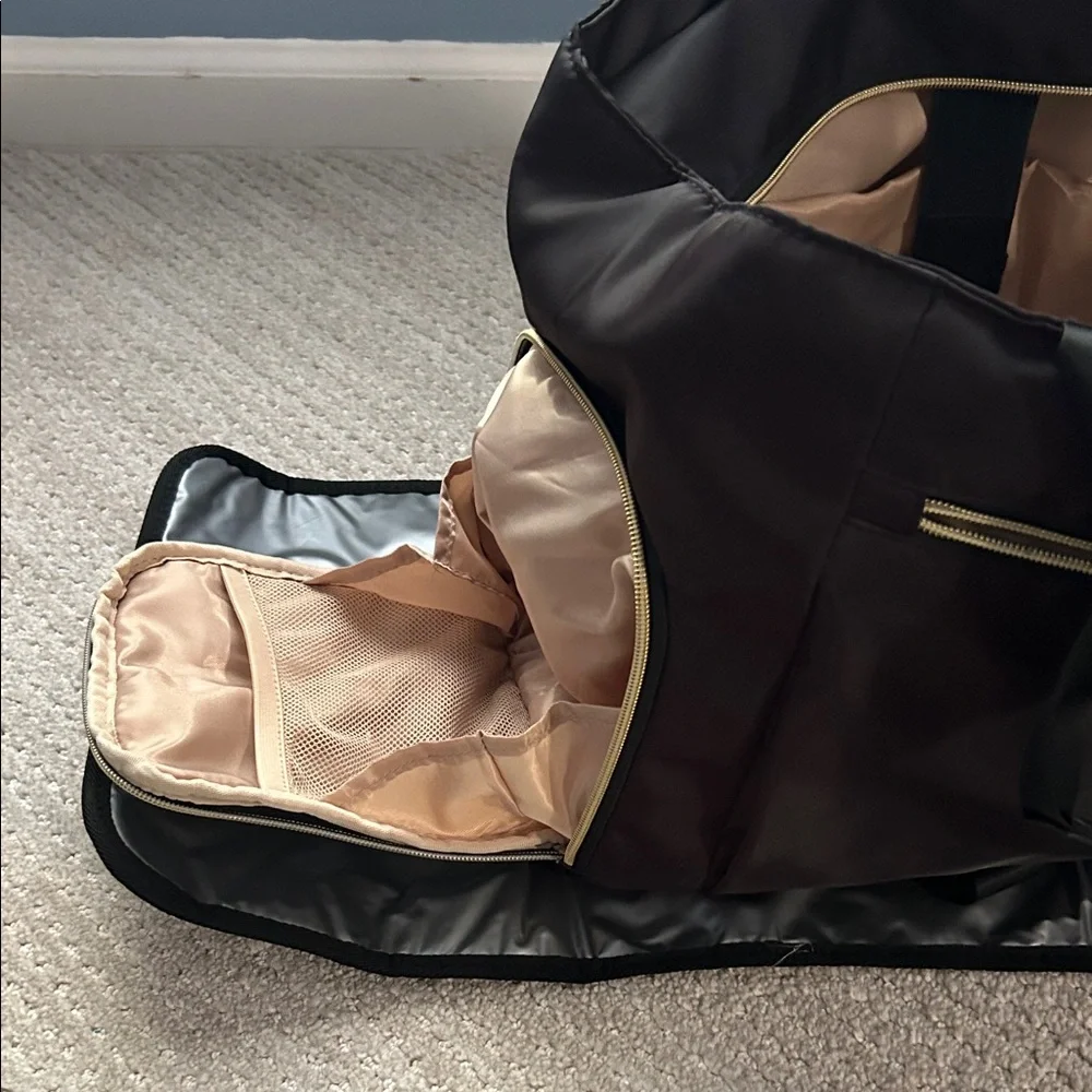 Black Baby Bag with Gold Accents - Infant Essentials Tote - Picture 6 of 7